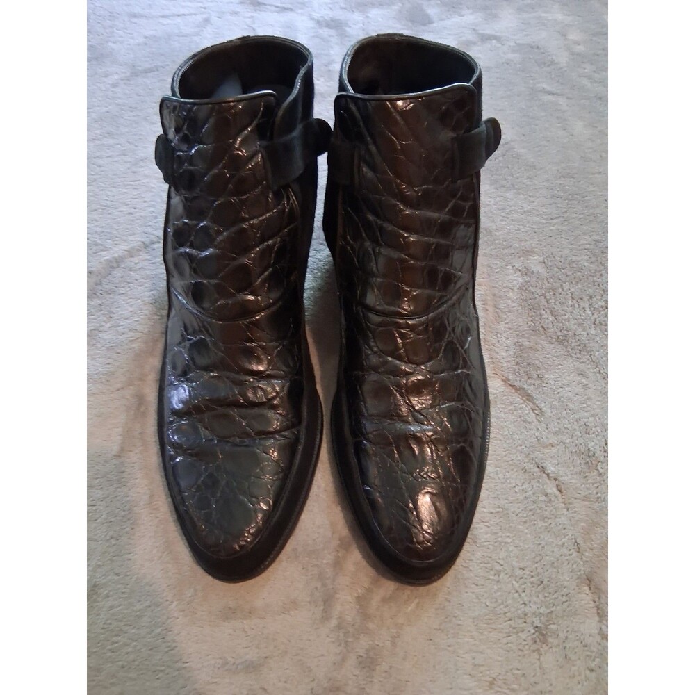 DAVANZATI Boot  Men's Size 10 Black  Exotic Alligator & Premium Suede / Ankle